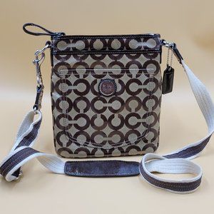COACH Brown Coated Canvas Crossbody Bag